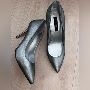 White House Black Market Metallic Gray Heels